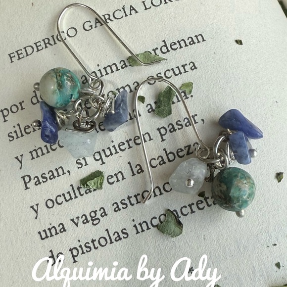 Alquimia Silver and Blue Nature-Inspired Earrings - Picture 1 of 2